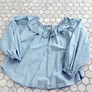 Free People Chambray off the shoulder top